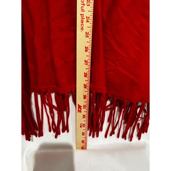 Drapers & Damons Plus Sz 1X Red Sweater Rolled Neck & Fringe Tunic Career Boho - Picture 6 of 8